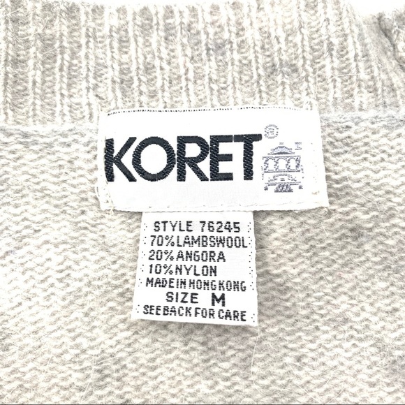 Vintage KORET 80's Gray Cardigan Lambswool/Angora Women's Size Medium - Picture 13 of 14